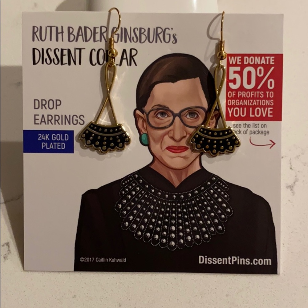 Ruth Bader Ginsburg dissent collar earrings